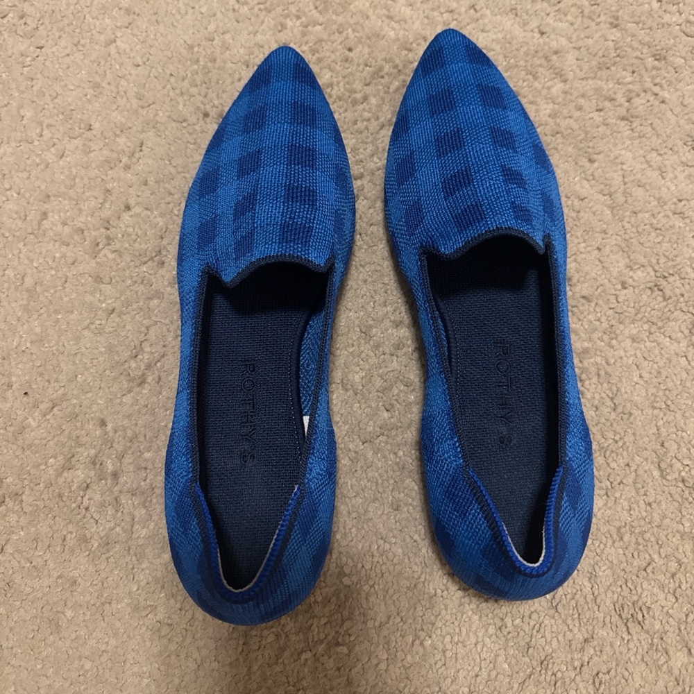 Rothy’s Lazuli Gingham Pointed Loafer | Blue Gingham | US 8.5 | Limited Edition